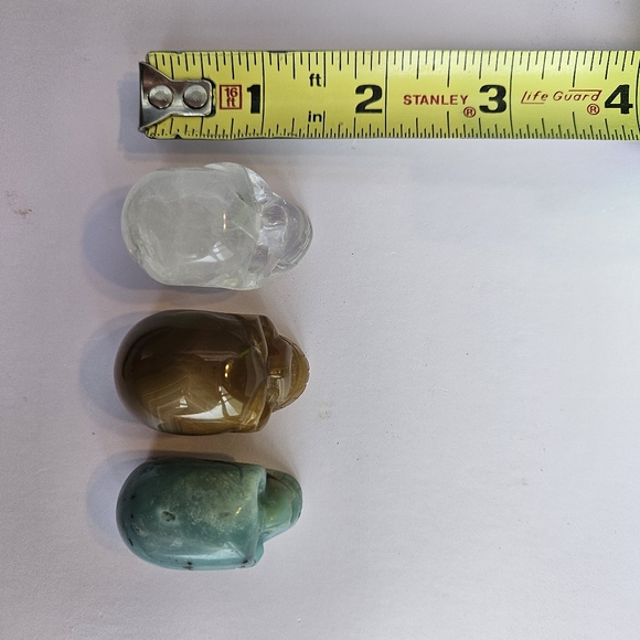 Mini skulls crystal set Amazonite agate clear quartz - Picture 7 of 14